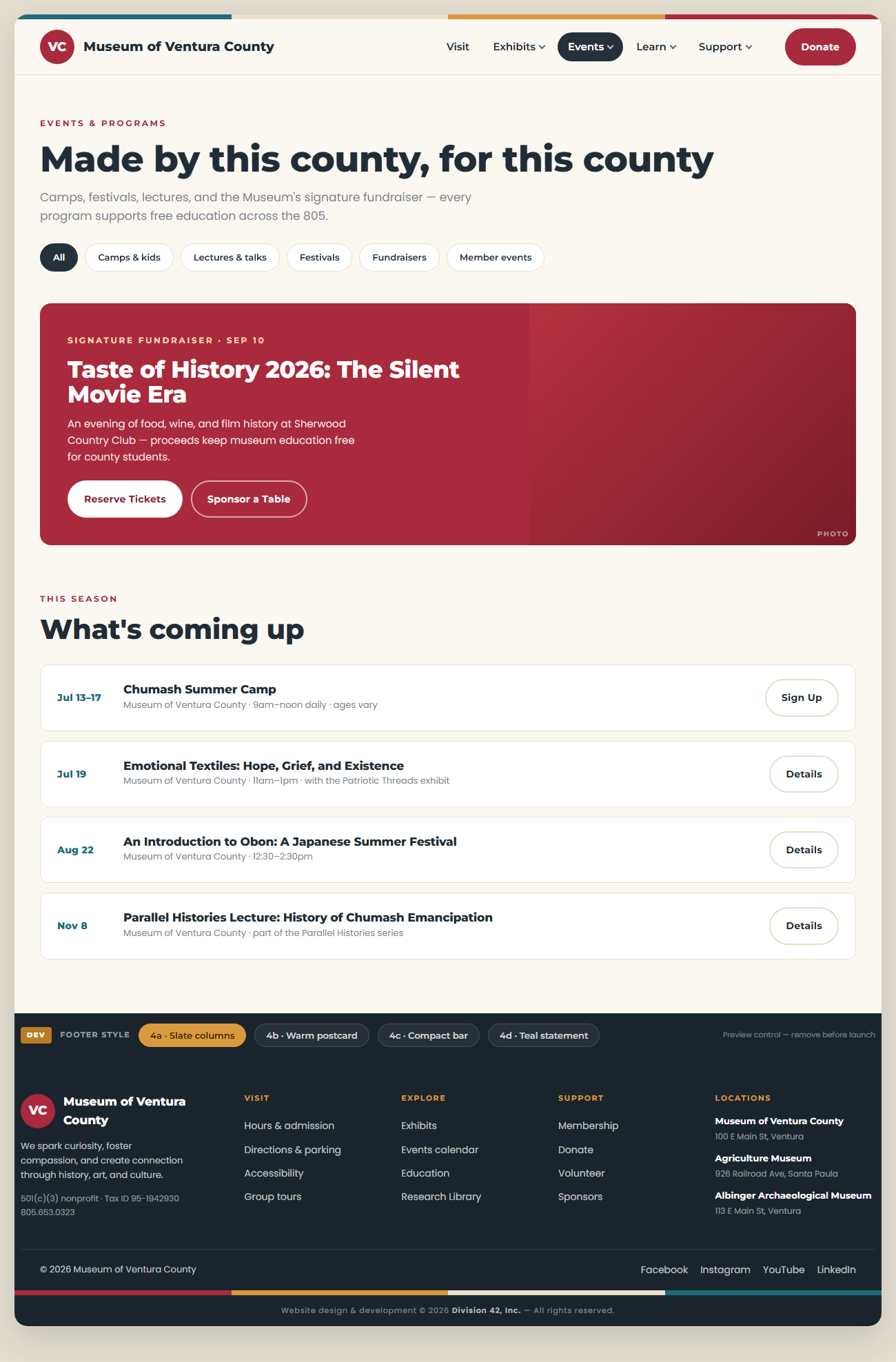 Events page