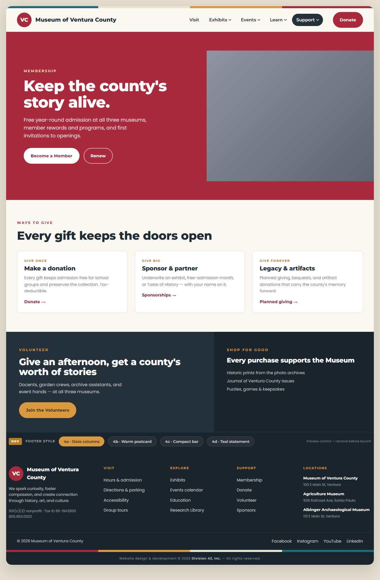 Support page